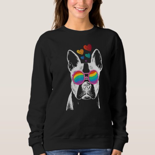 I Love My Dog Rainbow Hearts With Rainbow Sunglass Sweatshirt