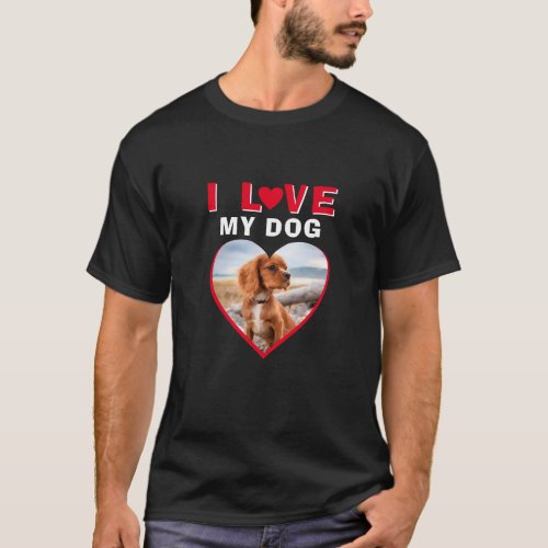 I love my Dog Red Heart Photo Pet Name T_Shirt