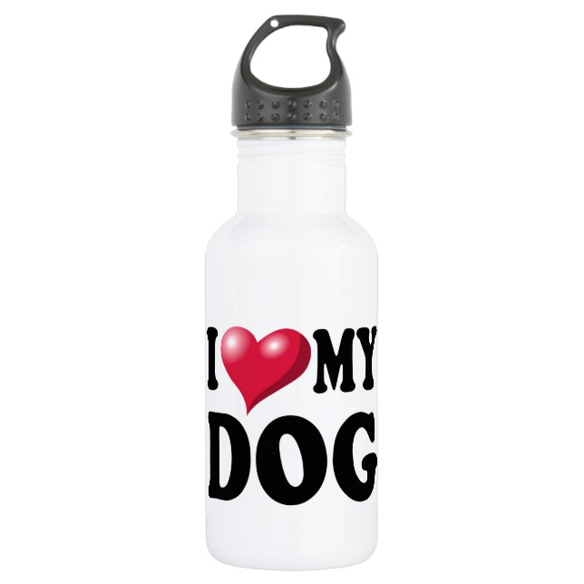 I Love My Dog Stainless Steel Water Bottle (Front)