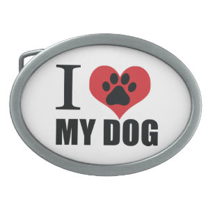 I love my dog throw pillow belt buckle