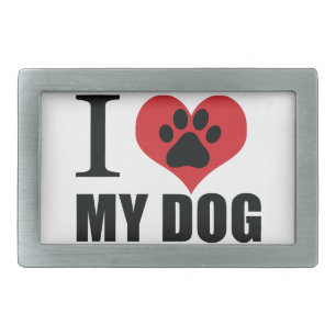 I love my dog throw pillow belt buckle