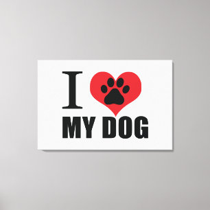 I love my dog throw pillow canvas print