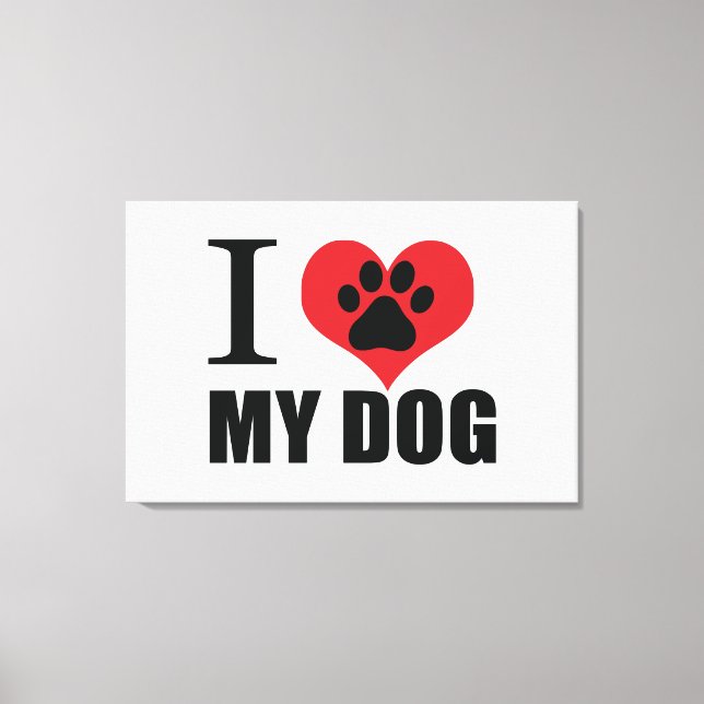 I love my dog throw pillow canvas print (Front)