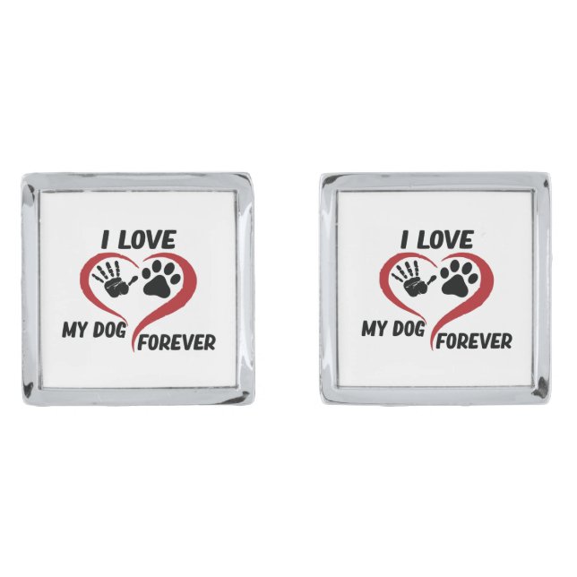 I love my dog throw pillow cufflinks (Front)