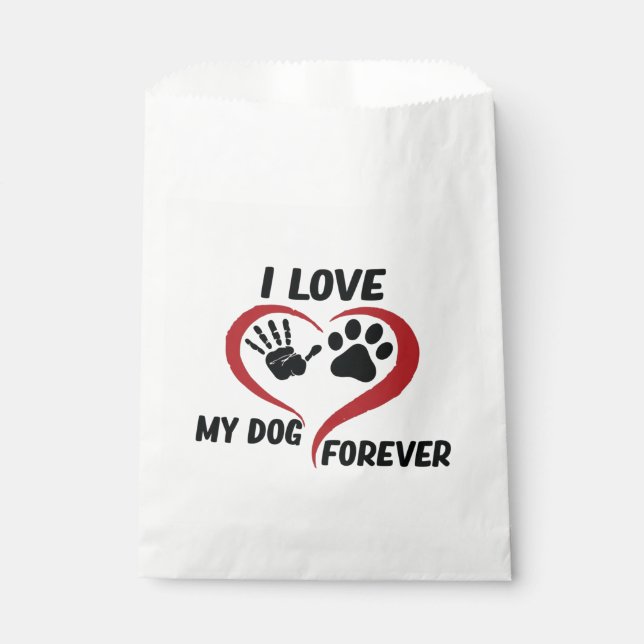 I love my dog throw pillow favor bag (Front)