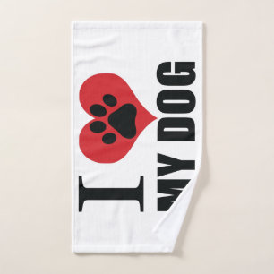 I love my dog throw pillow hand towel 