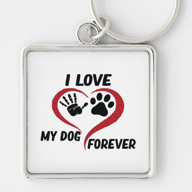 I love my dog throw pillow keychain (Front)