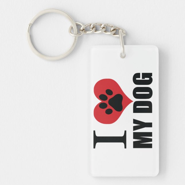 I love my dog throw pillow keychain (Front)