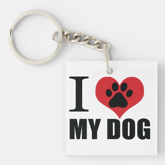 I love my dog throw pillow keychain (Front)