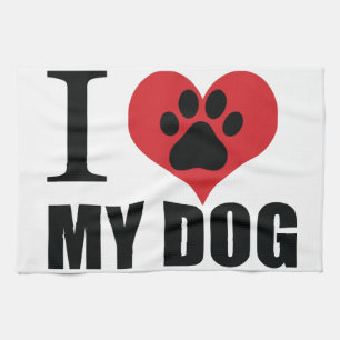 I love my dog throw pillow kitchen towel