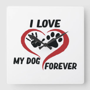 I love my dog throw pillow square wall clock