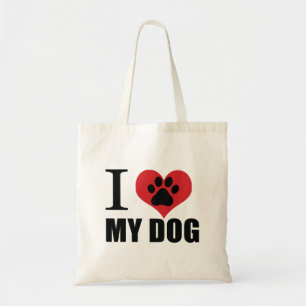 I love my dog throw pillow tote bag