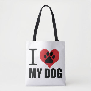 I love my dog throw pillow tote bag