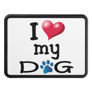 I Love My Dog Trailer Hitch Cover