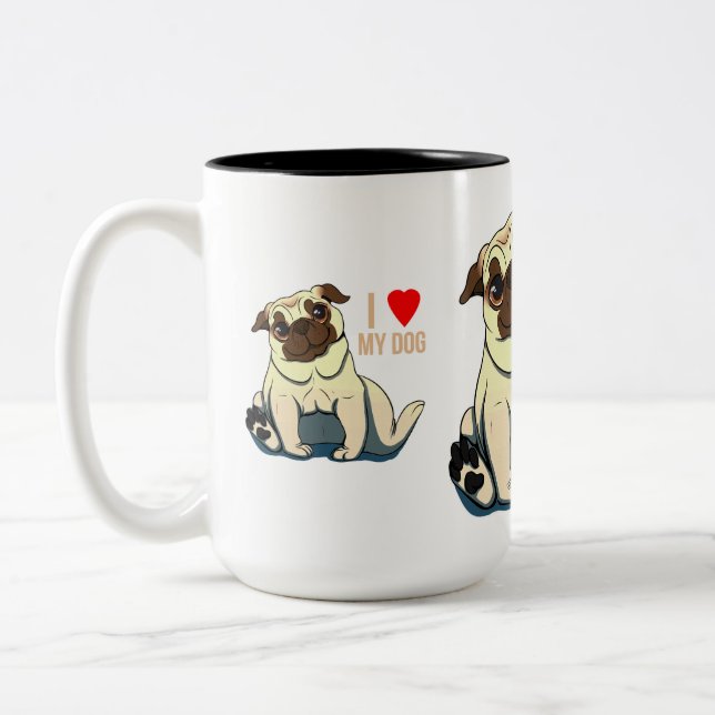 I Love My Dog Two-Tone Coffee Mug (Left)