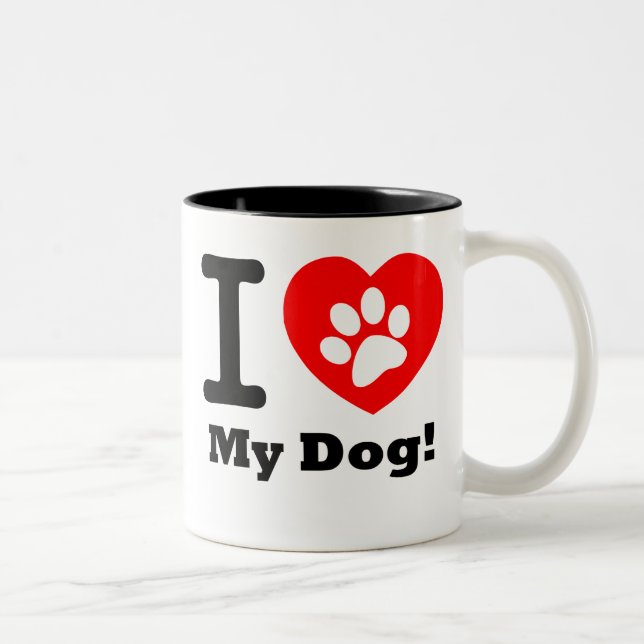 I Love My Dog Two-Tone Coffee Mug (Right)