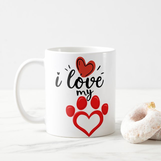I Love my Dog, valentine coffee mug  (With Donut)