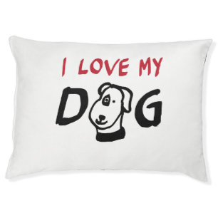I Love My Dog with dog illustration Pet Bed
