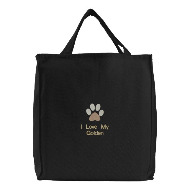 I Love My Dog Your Custom Personalized Breed Embroidered Tote Bag (Front)