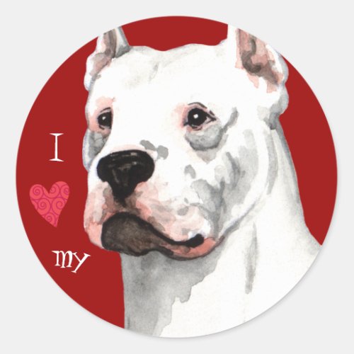 I Love my Dogo Argentino Classic Round Sticker