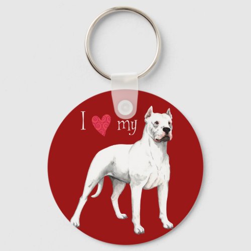 I Love my Dogo Argentino Keychain