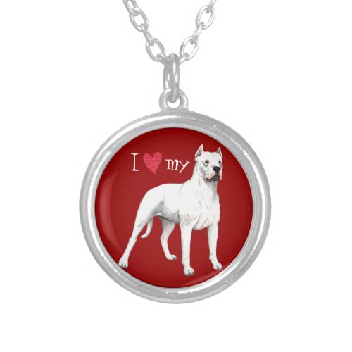 I Love my Dogo Argentino Silver Plated Necklace