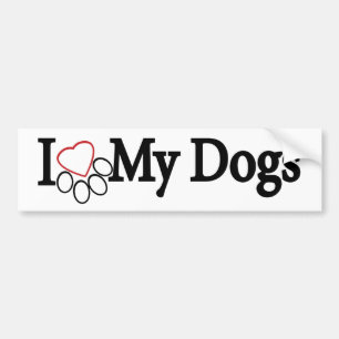 I Love My Dogs Black on White Bumper Sticker