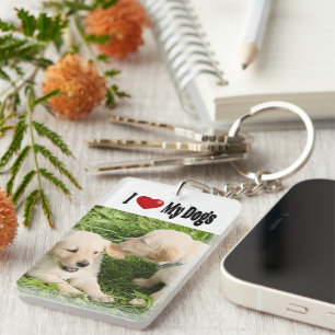 I love my dogs Photo Keychain