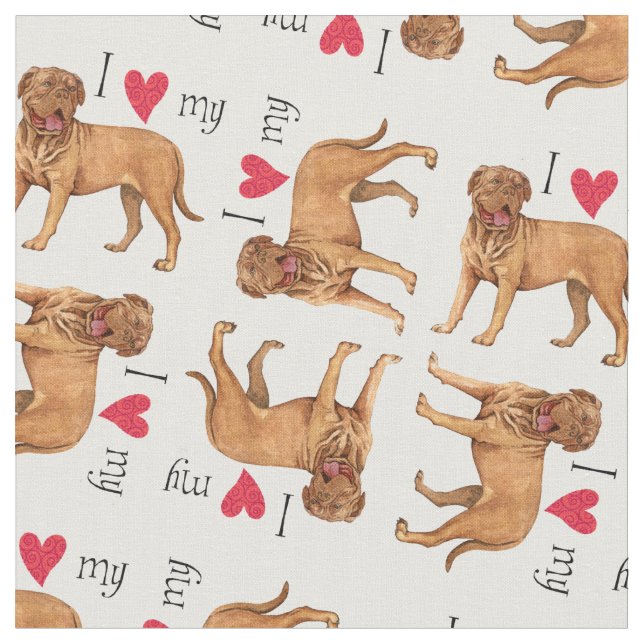 I Love my Dogue de Bordeaux Fabric (Close Up)