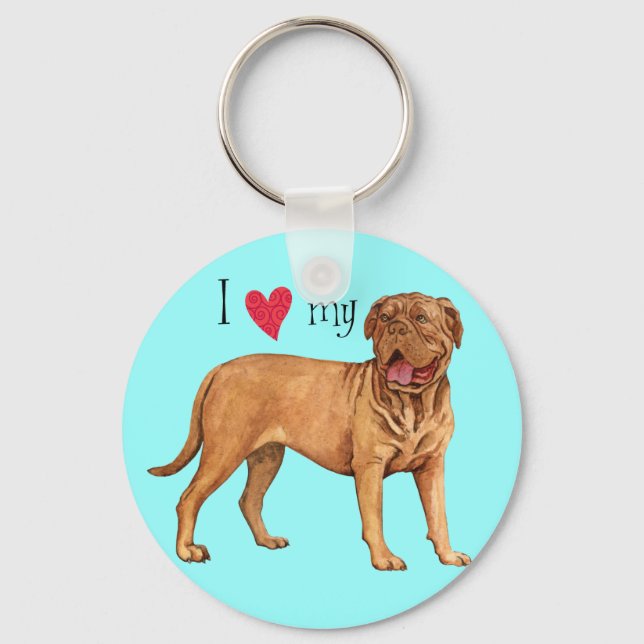 I Love my Dogue de Bordeaux Keychain (Front)