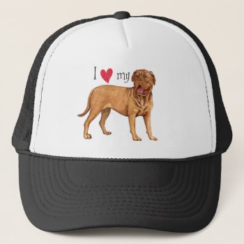 I Love My Dogue De Bordeaux Trucker Hat by DogsInk at Zazzle