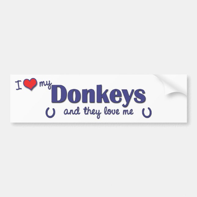 I Love My Donkeys (Multiple Donkeys) Bumper Sticker (Front)