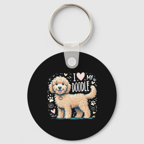 I Love My Doodle _ Adorable Doodle Dog Design For  Keychain