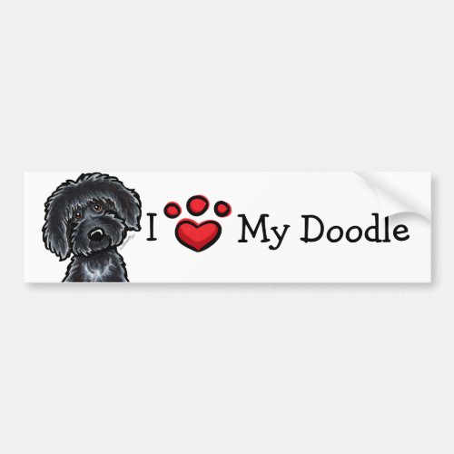 I Love My Doodle Black Labradoodle Bumper Sticker