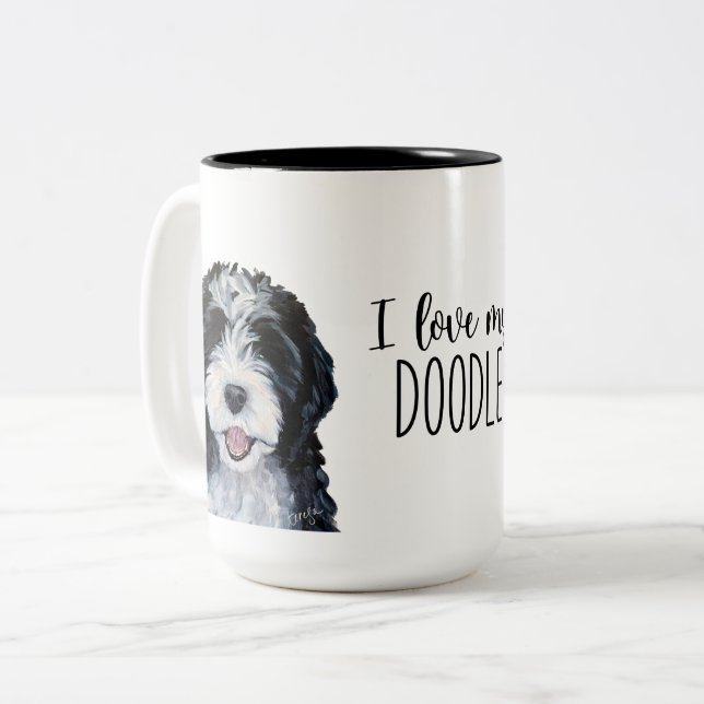 I love my Doodle  Two-Tone Coffee Mug (Front Left)