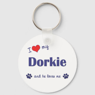 I Love My Dorkie (Male Dog) Keychain