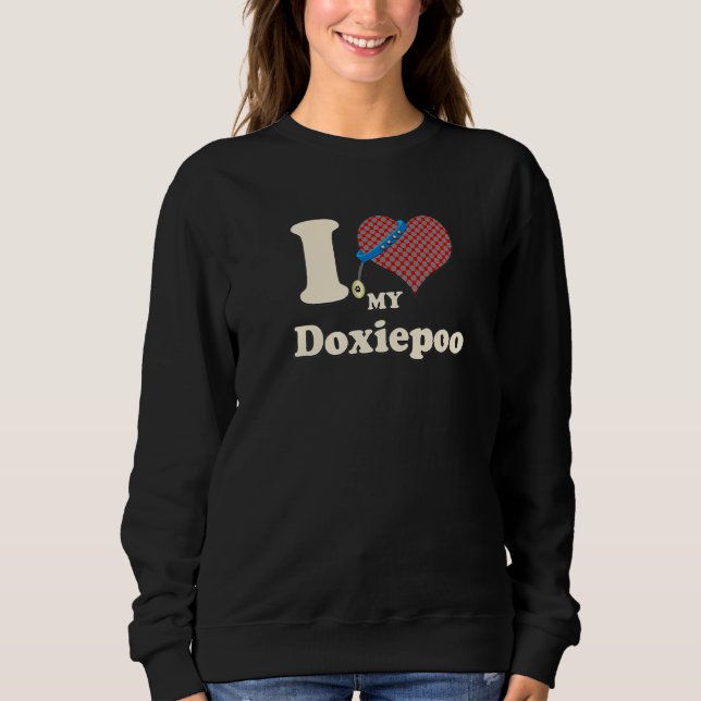 I Love My Doxiepoo Heart Dog Owner Sweatshirt (Front)