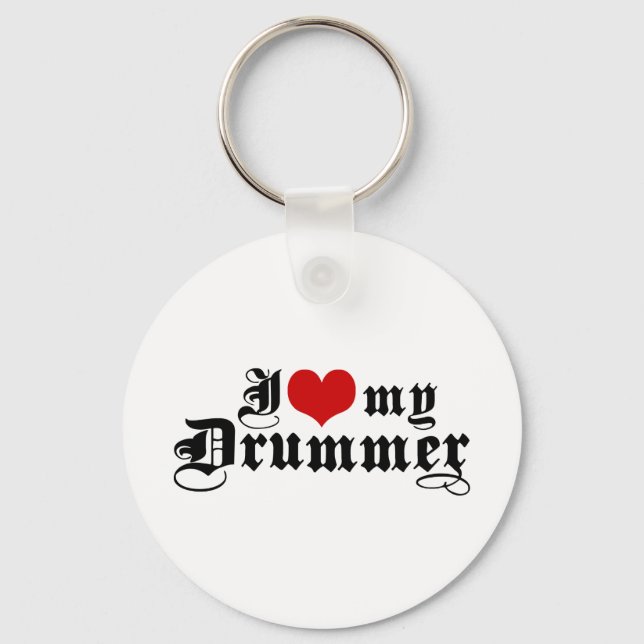 I Love My Drummer Keychain (Front)