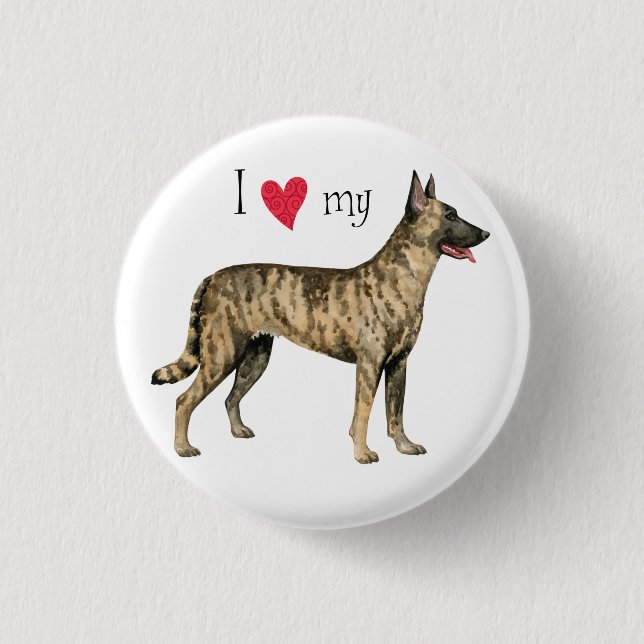I Love my Dutch Shepherd Button (Front)