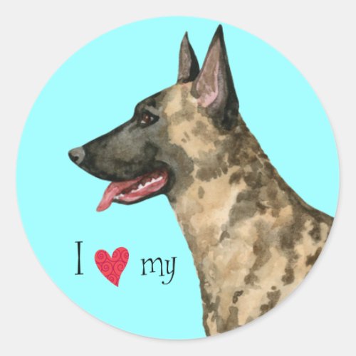 I Love my Dutch Shepherd Classic Round Sticker