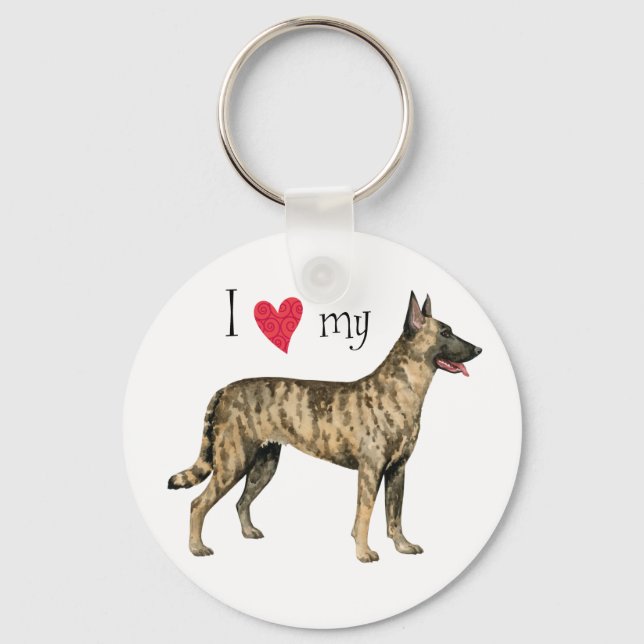 I Love my Dutch Shepherd Keychain (Front)