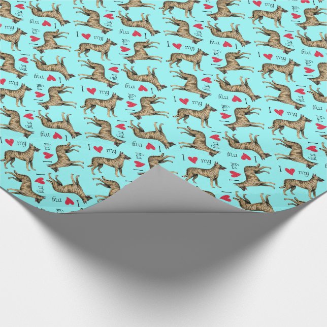 I Love my Dutch Shepherd Wrapping Paper (Corner)