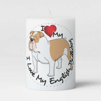 I Love My English Bulldog Dog Pillar Candle