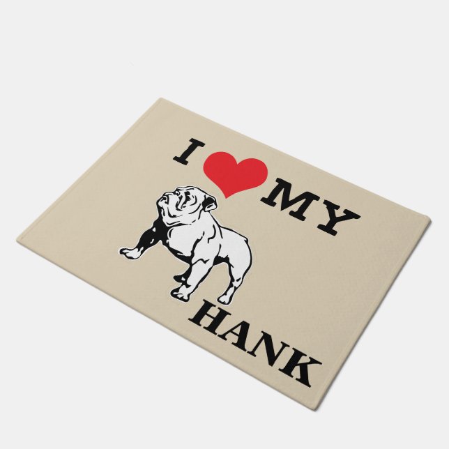 I Love My English Bulldog Mat Personalize It! (Angled)