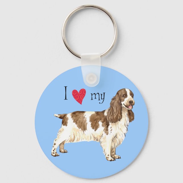 I Love my English Cocker Spaniel Keychain (Front)
