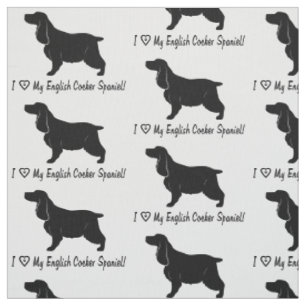 I Love My English Cocker Spaniel with Paw Print Fabric