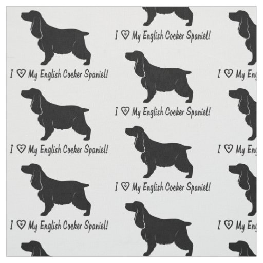 I Love My English Cocker Spaniel with Paw Print Fabric
