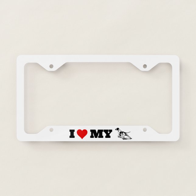 I Love My English Pointer License Plate Frame (Front)