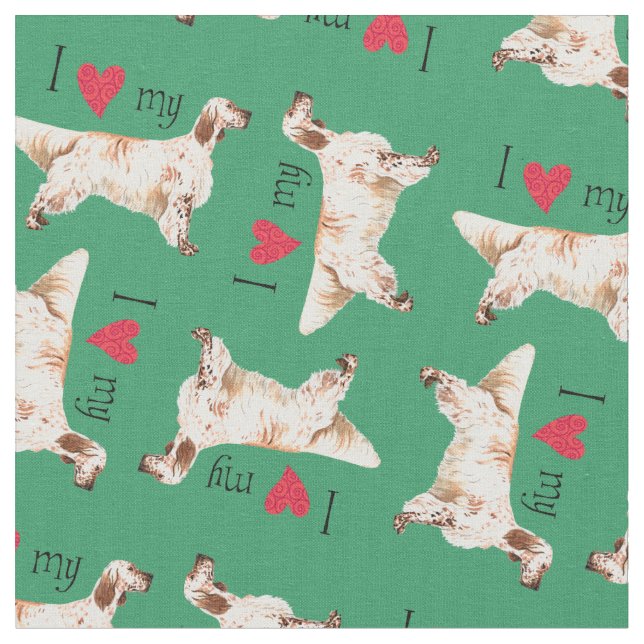 I Love my English Setter Fabric (Close Up)