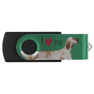I Love my English Setter Flash Drive